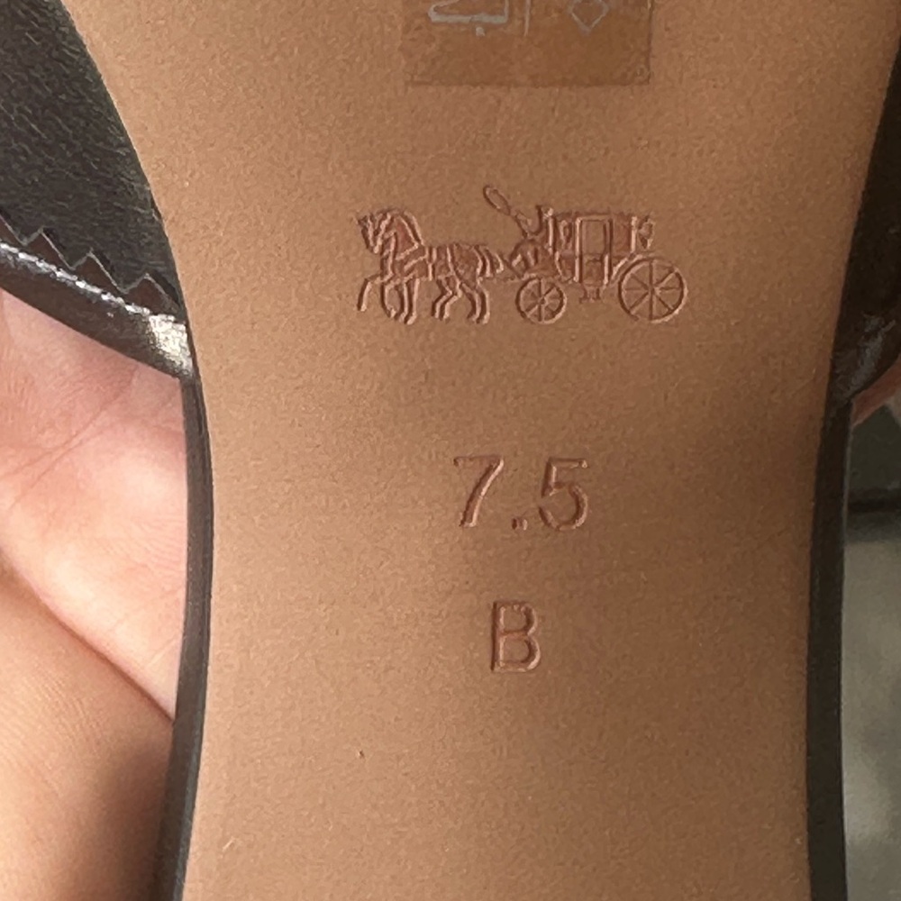 Coach Black and Silver Heels. 7.5 Designer Leather Open Toe - Picture 13 of 13